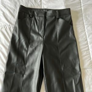 Faux Leather Straight Leg Cropped Pants